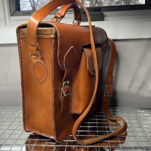 Vintage Ranger Saddle Bag Structured Belting Leather Rectangular Crossbody Bag - Picture 4 of 15